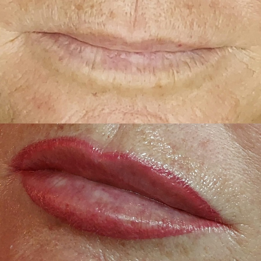 Labbra dopo dermopigmentazione lip blush effetto naturale